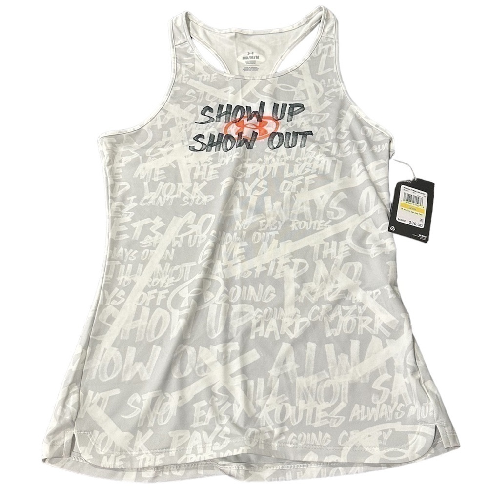Under Armour Women’s Tank Top “Show Up Show Out” / Gray, White, Orange / Size M